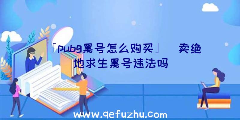 「pubg黑号怎么购买」|卖绝地求生黑号违法吗